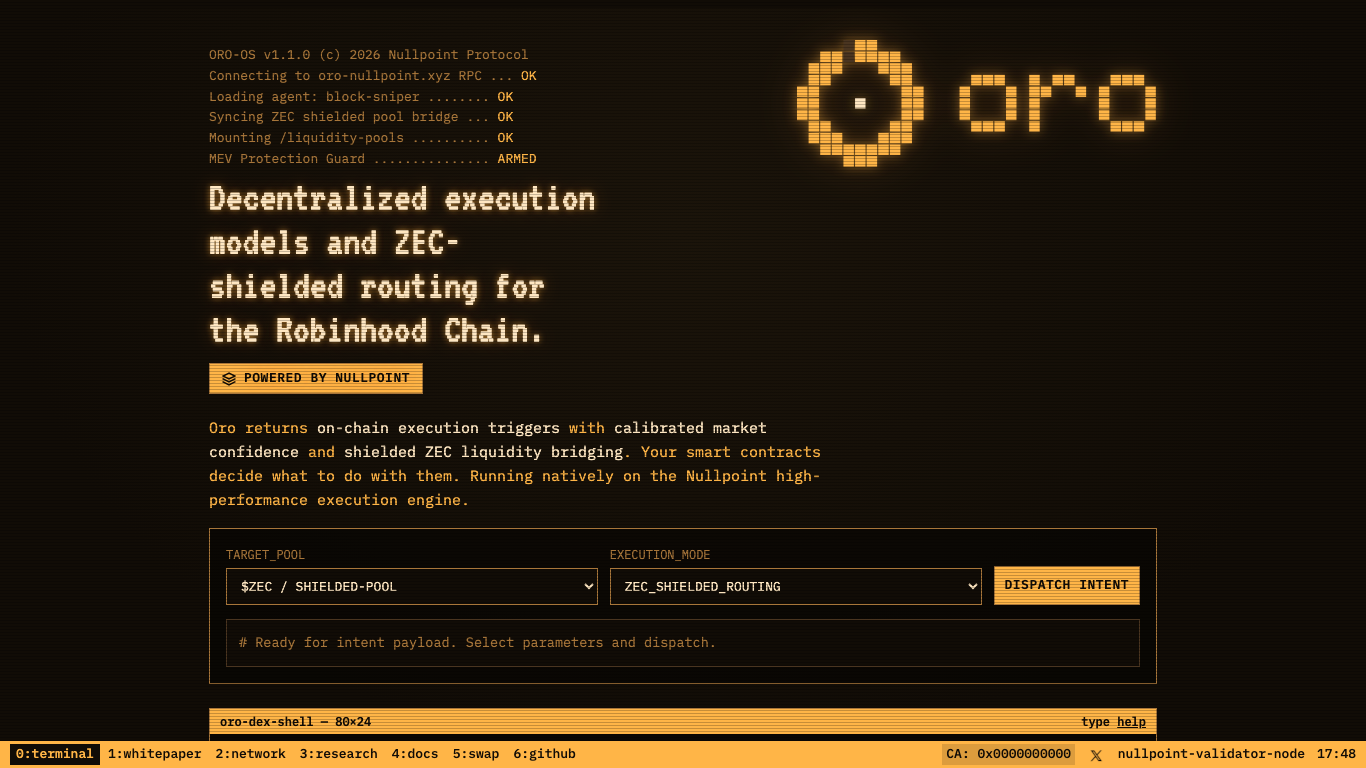 Oro Protocol website